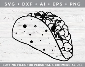 Taco svg / I love tacos / Crunchy Taco svg/ Foodie svg / Food svg - Cutting files - Silhouette & Cricut dxf/ai/eps/png f-3