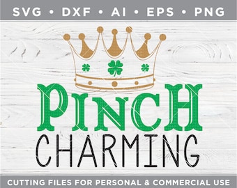 Pinch Charming SVG - Shamrock SVG - Funny Boy's St. Patrick's Day Shirt - Cutting files for Silhouette & Cricut svg -dxf-ai-eps-png sp-9
