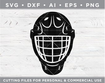 Hockey  Goalie Helmet SVG - Ice Hockey Goalie Mask SVG - Cutting files for Silhouette Cameo & Cricut, svg - dxf - ai - eps - png /  s-039