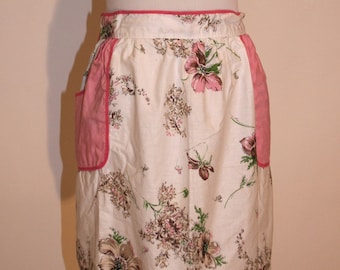 Vintage Floral Pink Trimmed Apron