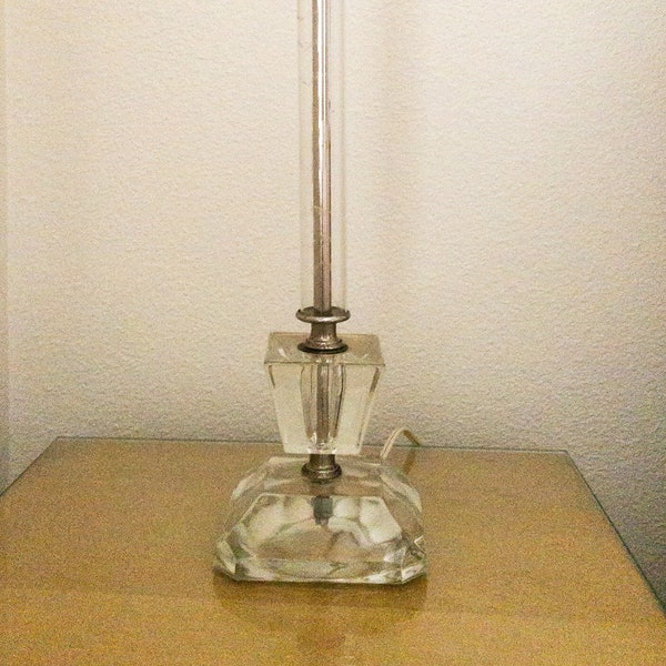 Vintage Art Deco Glass Candlestick Boudoir Lamp