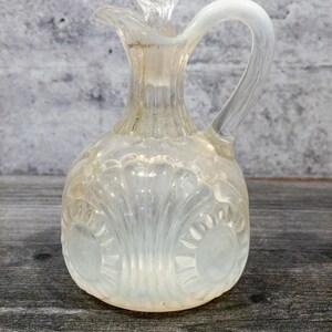 Vintage Pressed Glass Clear and White Glass Cruet