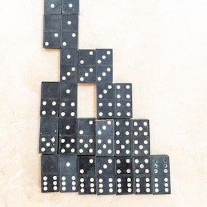 Vintage HalSam Skyscraper Building Wood Dominoes