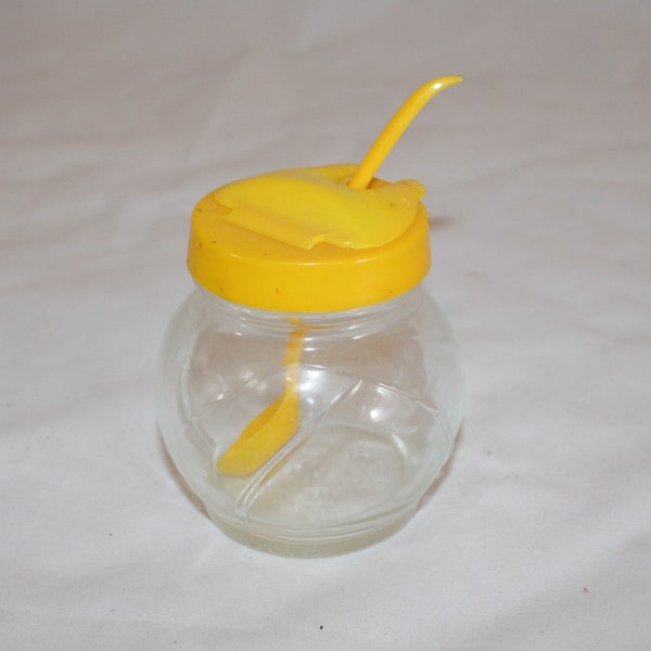 Vintage Hazel Atlas Condiment Jar with Original Spoon- Flip Top Picnic Set Hazel Atlas and Federal Tool Plastic