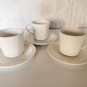 Vintage Centura by Corning White Narrow lip Cup and Saucer Set of 3