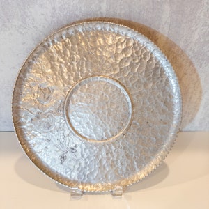 Vintage Hand Wrought Creations aluminum Round Tray by Rodney Kent #460