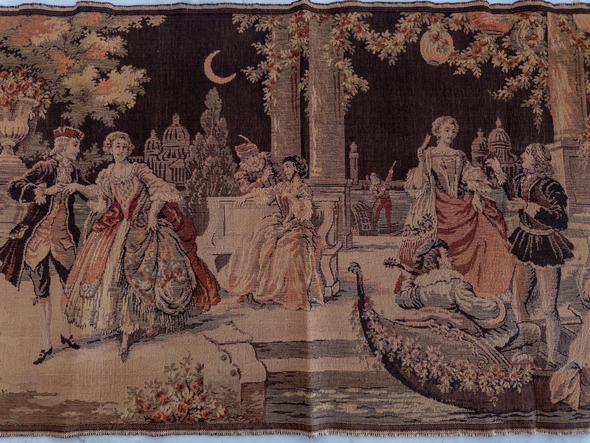 Tapisserie vintage belge de scène de taverne : oeuvre d'art