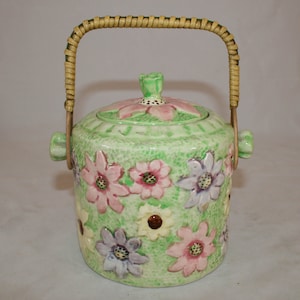 Mid Century Handled Ceramic Tea Caddy