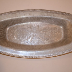 Vintage Mid Century Aluminum Oval Tray