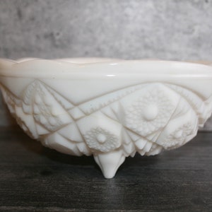 Vintage Scalloped edge, footed Milk Glass Bowl