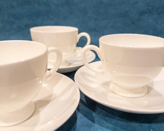 Wedgewood White Leigh Shape Footed Cup and Saucer Wedgewood White (Bone) by Wedgewood