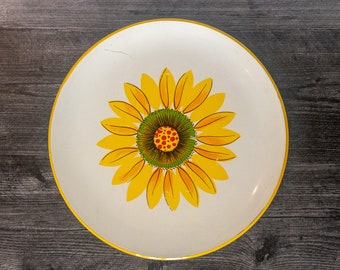 Vintage 1970s Sunny Yellow Sunflower Melamine Tray