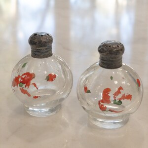 Vintage 1940s Small Glass Round Salt and Pepper Shakers