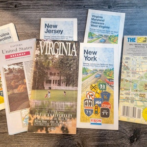 Vintage Landkarten von Usa, New York, New Jersey, Virginia, Maryland, Delaware, West Virginia, North Carolina, South Carolina