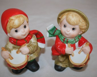 Vintage Homco Christmas Band Bisque Drummer Figurines