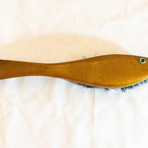 Vintage 1940s Wood Fish Clothing Brush and Shoe Horn