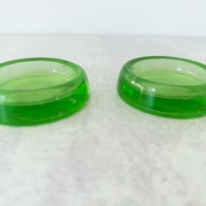 Vintage 1940s Hazel Atlas Green Uranium Glass Pair of Furniture Casters Furniture Coasters