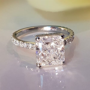 3 Carat Radiant Cut Diamond Engagement Ring, 3CT Radiant Cut Diamond Ring, Lab Grown Diamond Engagement Ring, CVD Diamond Engagement Ring