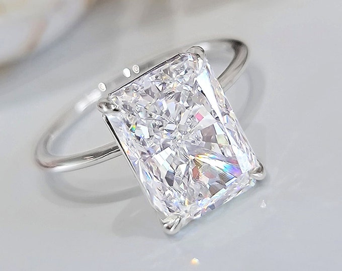 Shine Bright With One-Of-A-Kind Handcrafted 14k White Gold classic solitaire 4.50 Carat IGI certified CVD Lab Grown Radiant Cut Diamond Ring