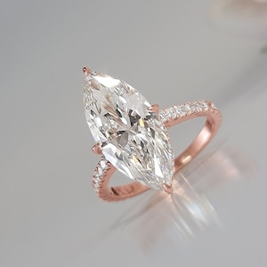 4 Carat Marquise Diamond Ring, Marquise Cut Engagement Ring, Marquise Engagement Ring, Victorian Engagement Ring, CVD Lab grown Diamond Ring