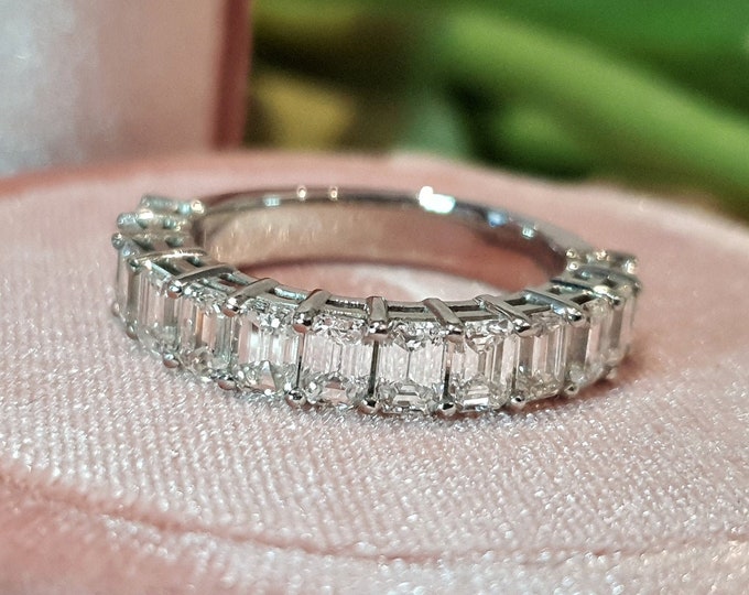 2.60 Carats Emerald Cut CVD lab grown diamonds 3/4 set eternity band