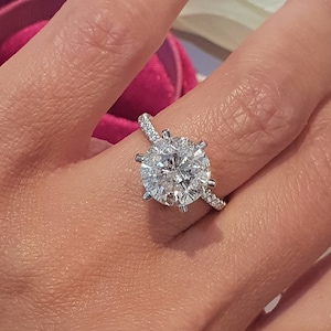 3 CT Brilliant Cut Certified NATURAL Diamond Engagement Ring, Vintage Style Diamond Ring, Round Cut Diamond Engagement Ring, 6 Prongs