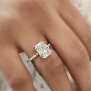3 Karat strahlender Schnitt F VS1 CVD Diamant Verlobungsring in 14K Roségold, Diamant Verlobungsring, strahlender Schnitt Diamant