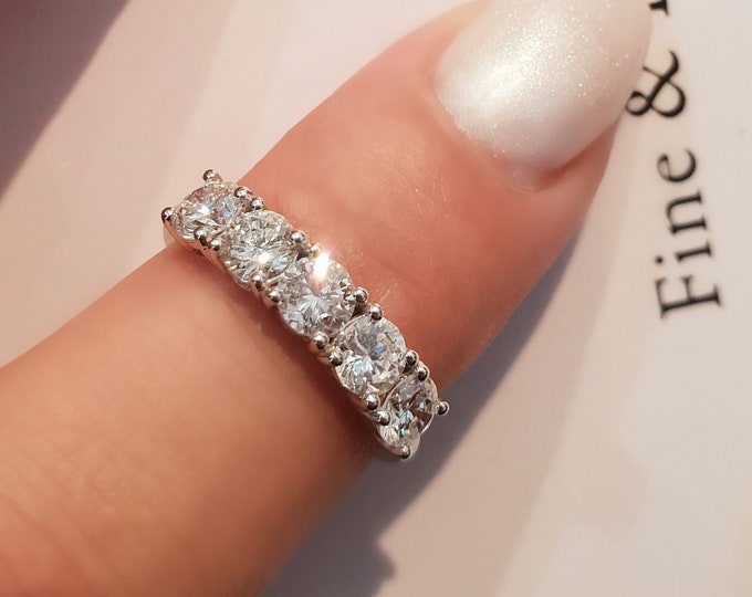 1 Carat SGL Certified 5 stone CVD lab grown diamond Wedding Band