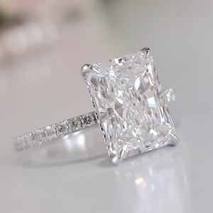 14K Gold Radiant Cut Engagement Ring, 4 Carat Wedding Ring, IGI Certified, 4CT F VS1 Radiant Cut, Lab Grown Diamond Ring, CVD Diamond