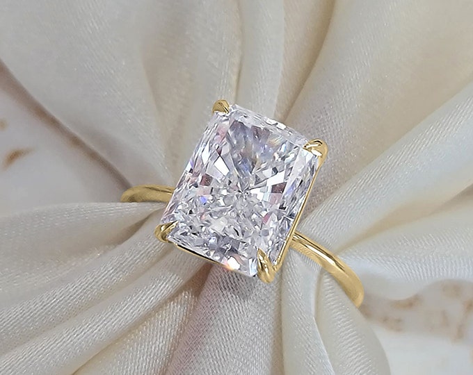 Shine Bright With One-Of-A-Kind Handcrafted 14k White Gold classic solitaire 4.50 Carat IGI certified CVD Lab Grown Radiant Cut Diamond Ring