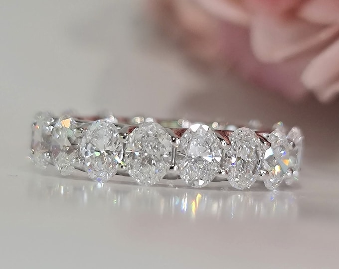 5.60 Carats oval cut CVD Lab grown Diamonds Full Eternity Wedding Band