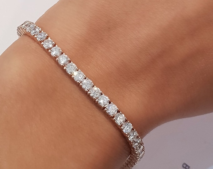 5 Carat round brilliant cut CVD Lab Grown Diamonds Tennis Bracelet