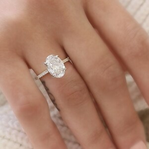 3.10CT Oval Lab Diamond Ring, 2.5CT Center IGI Certified E/F VVS, CVD Lab Grown Hidden Halo Engagement Ring in 14/18K Yellow Gold