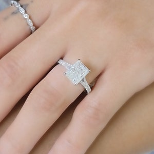 3 Carat Radiant Cut Diamond Ring, 3CT Radiant Diamond Engagement Ring, Lab Grown Diamond Engagement Ring, CVD Diamond Ring, IGI Certified