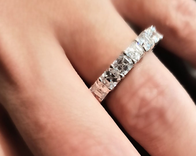 3.20 Carat SGL Certified  Asscher Cut CVD lab grown Eternity Wedding Band