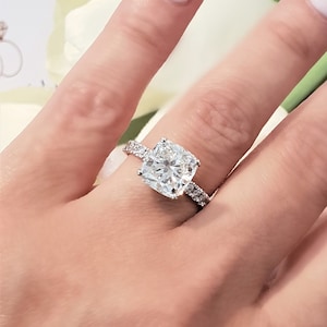 3 Ct Cushion Cut Diamond Engagement Ring 3 Carat Cushion CVD Lab