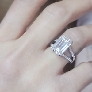 6Ct Emerald Cut Engagement Ring, 6 Carat Emerald Diamond Ring, CVD Diamond, IGI Certified, Lab Grown Diamond Engagement Ring, Platinum