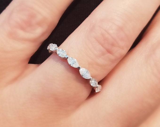 1.40 carats Marquise cut CVD Lab Grown Eternity Wedding Band