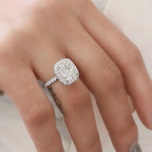 3 Carat Cushion Cut, CVD Diamond, Double Halo, Halo Rings, F VS1 IGI Certified, 3CT Cushion Diamond Ring, Lab Grown Diamond Engagement Ring