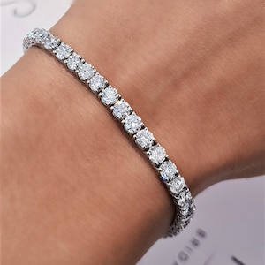 6.5 ct Lab Grown Diamant Tennis Armband Set in 14K Weiß, Tennis Diamant Armband, Diamant Armband für Frauen, Weißgold Tennis Armband