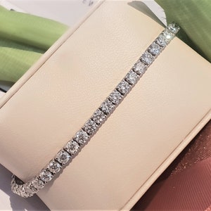 6,5 ct Lab Grown Diamant Tennis Armband Set in 14K Weiß, Tennis Diamant Armband, Diamant Armband für Frauen, Weißgold Tennis Armband