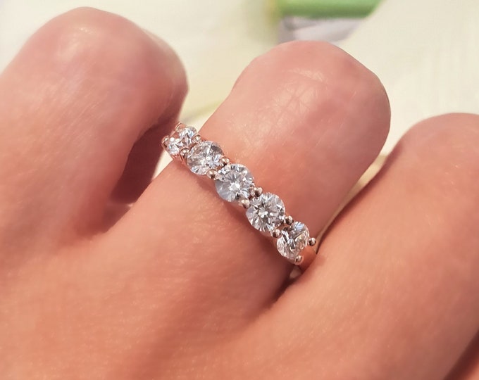 1 CARAT Round Diamond Wedding Band, IGL Certified, 1CT Diamond Eternity Ring, Eternity Diamond Ring, Half Eternity Ring, Rose Gold Ring
