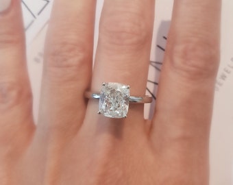 3 CT Cushion Diamond Engagement Ring, 3 Carat Cushion Cut Lab Grown Diamond Engagement Ring, CVD Diamond Ring, Lab Created Diamond Ring