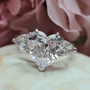 3 Carat Heart Diamond Engagement Ring 3 Stone Heart Shaped - Etsy