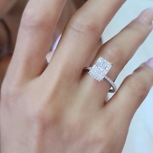 14K Gold Radiant Cut Engagement Ring, 4 Carat Wedding Ring, IGI Certified, 4CT F VS1 Radiant Cut, Lab Grown Diamond Ring, CVD Diamond