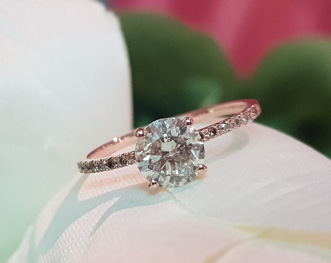 1.50 CT F SI1 Brilliant Cut Natural Diamond Ring | Vintage Style Ring | Halo Ring | 4 Prong Ring | Unique Engagement Ring