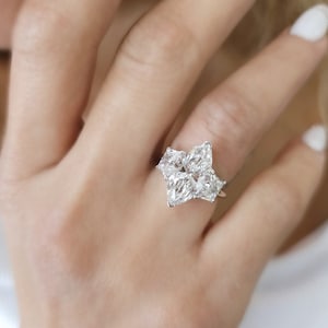4.28 TCW Marquise & Trapezoid Diamond Engagement Ring - 3CT F VS1 Marquise, IGI Certified, with 1.28CT Side Stones, Elegant Bridal Jewelry