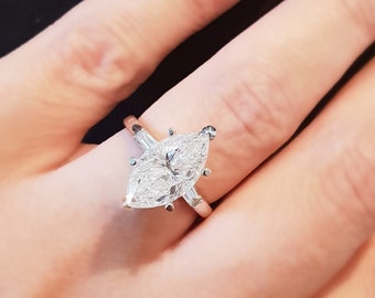3 Carat Marquise Diamond Ring, Marquise Cut Engagement Ring, Marquise Engagement Ring, Victorian Engagement Ring, CVD Lab grown Diamond Ring