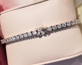 Bracciale tennis con diamanti da carati in oro 14k, bracciale