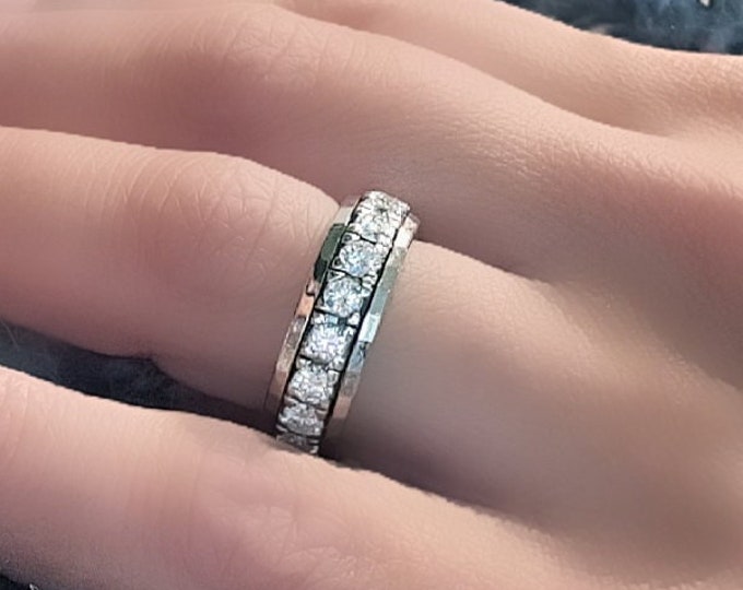 Full Eternity Diamond Wedding Band 3 Carat | 14/18K White Gold - Platinum Ring | Stackable Eternity Ring | Fancy Ring for Women